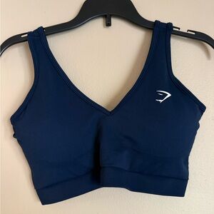 Gymshark Dark Navy V-Neck Seamless Sports Bra